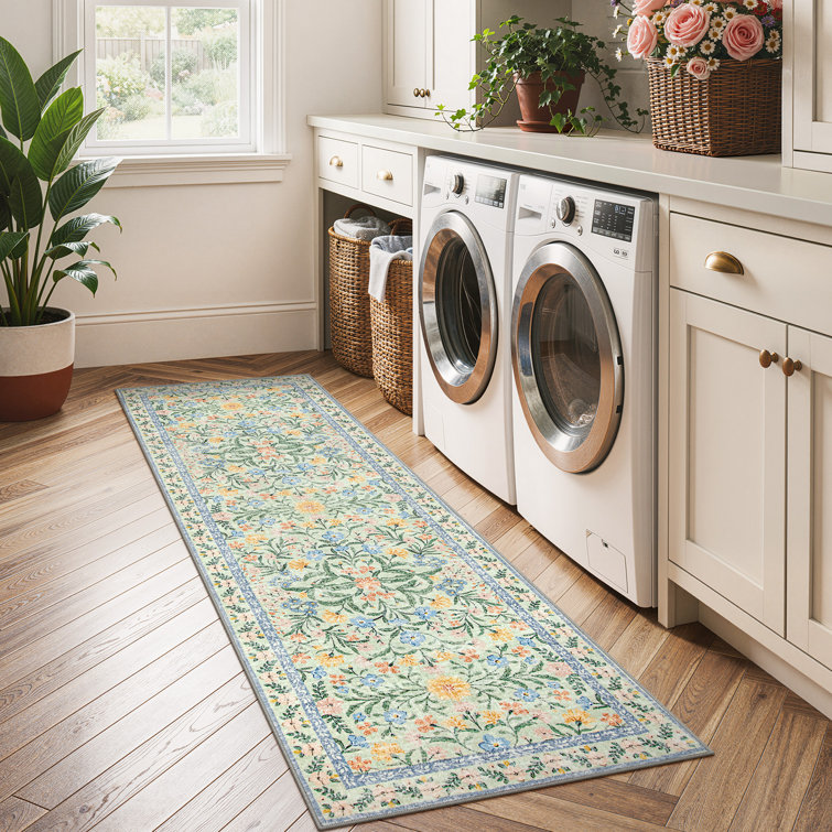 Kaldi Kaldi Oriental Botanical Floral Machine Washable Area Rug with Non-Slip Backing for Living Room, Dining Room, Bedroom