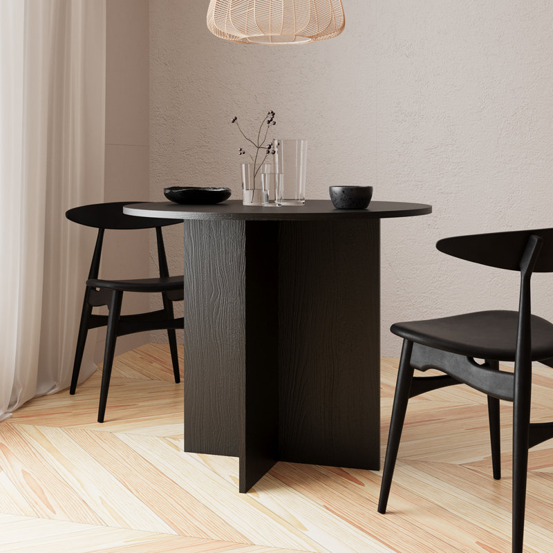 Bimossa Linet 4-Seater Round Dining Table, Modern Scandinavian Kitchen & Living Room Table with Compact Wooden Design, Small Round Table, Ready to Assemble