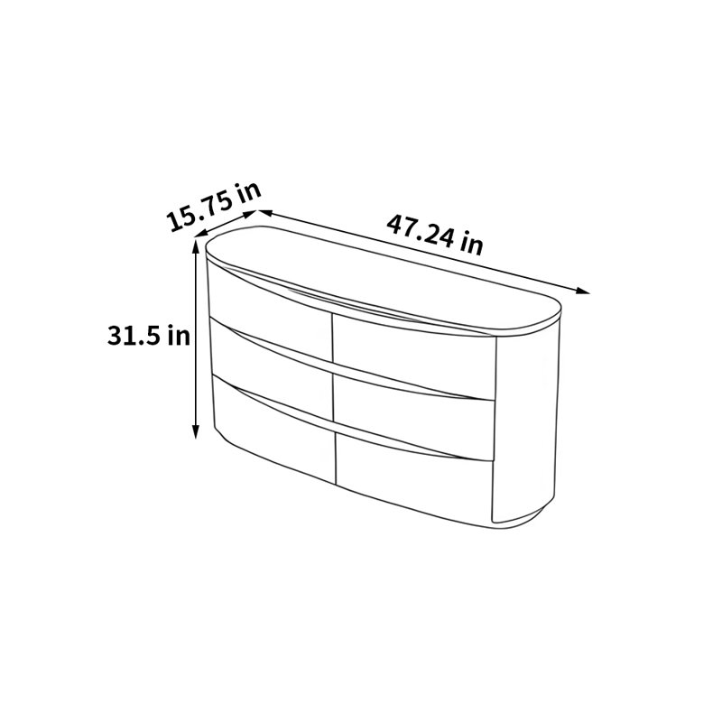 Buffet d'entrée italien minimaliste, H 31,5 po x l 47,24 po x P 15,75 po