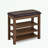 wooden frame shoe-changing bench with PU leather seat and open shelves-1859089133
