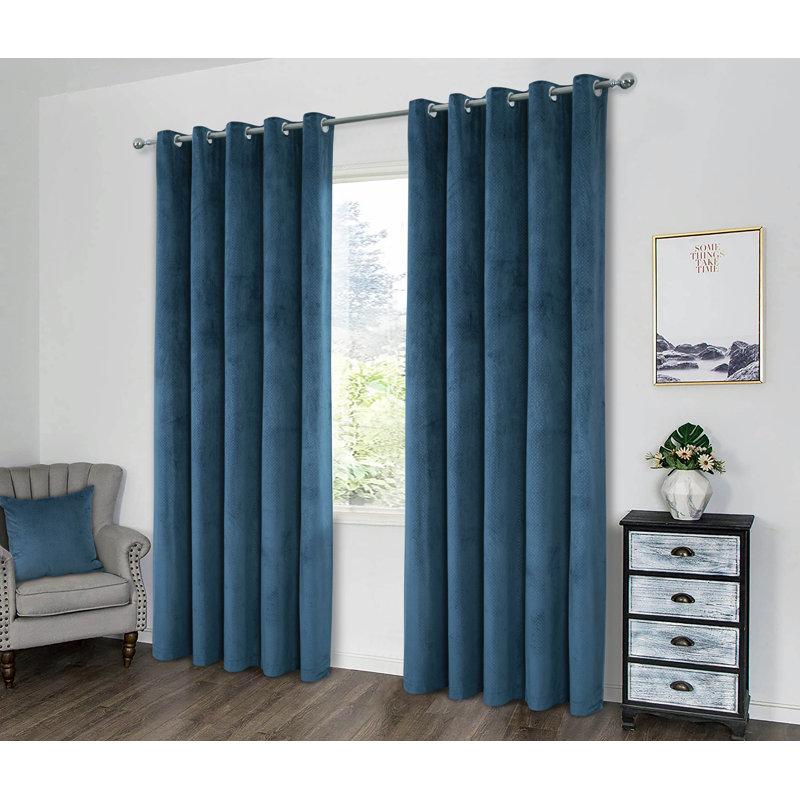 Ahzariah Room Darkening Curtain Pair, 114 x 183cm, Dark Teal