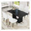 Ensemble de table et de chaises. Ensemble de salle à manger en panneau de fibres à densité moyenne à motif de marbre - 63 po x 35,4 po avec 4 chaises en polyuréthane avec un dossier élargi. Vous procure une sensation luxueuse.-313129405