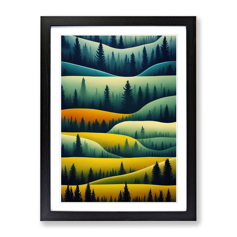 Spring Forest Layers - Single Picture Frame Print, Black, 64cm H x 46cm W x 2cm D