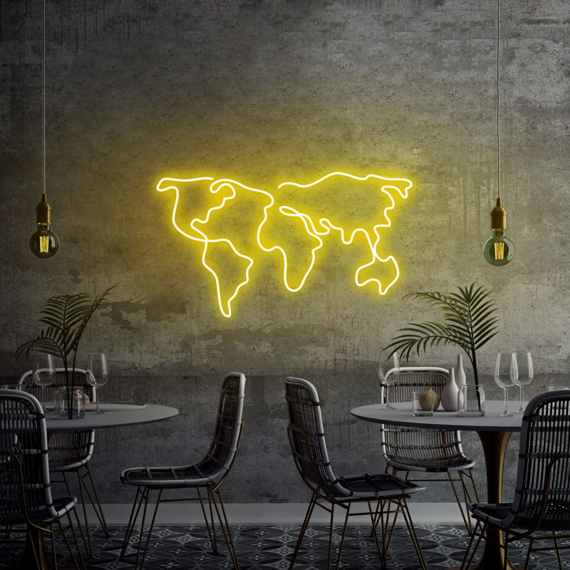 Flexible Neon LED Lighting Strip, Waterproof IP67, 26 x 15 x 0.8 inches | Yellow PVC Foam Template, 12V Adaptor, Built-in Wall Hanging System | 200 Lumens, 40,000 Hour Lifespan, Perfect for Home Decor & Events