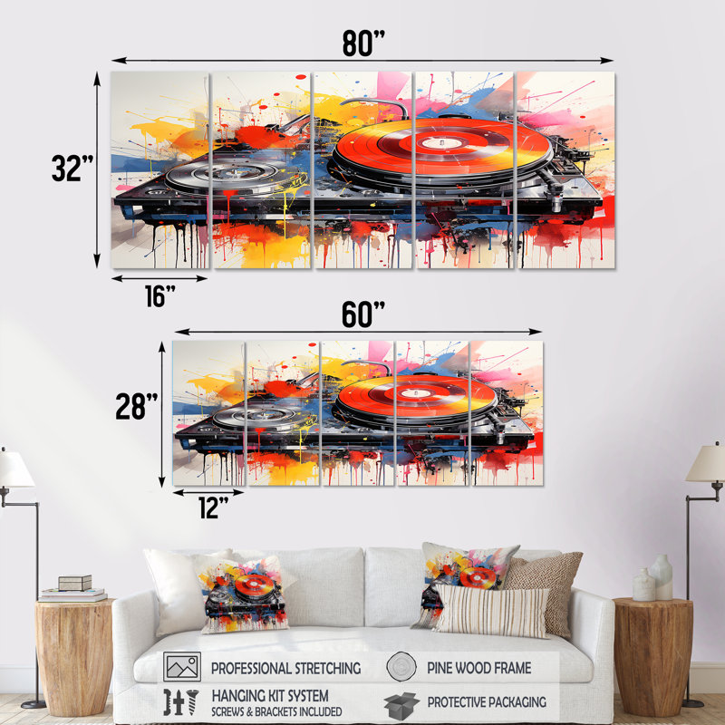 Ensemble de 5 plaques tournantes Pop Art, H 28 po x l 60 po