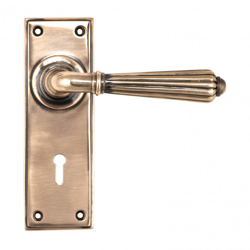 Hinton Lock Door Handle Kit, Polished Bronze