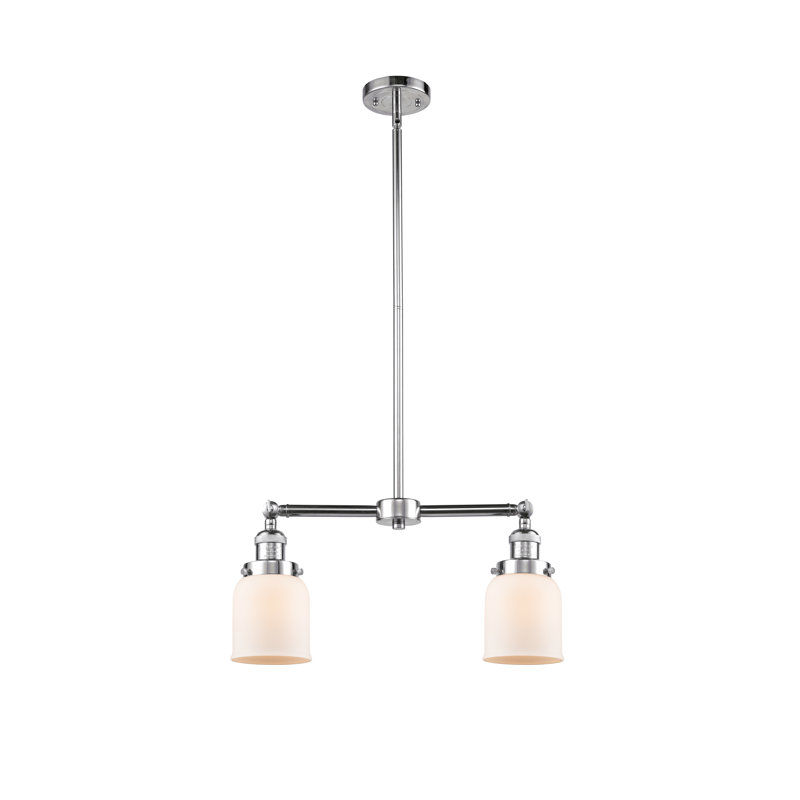 Bell - 2 Light 21" Island Light, 6 Watt Vinage LED Bulb, Matte White Cased, Polished Chrome