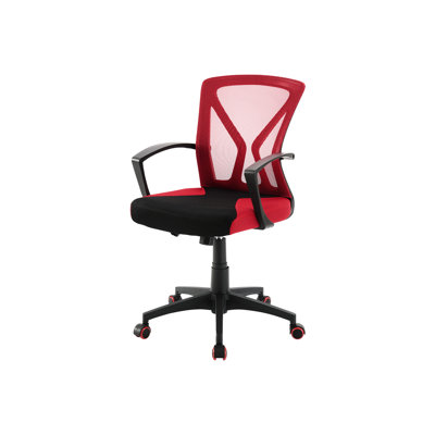 Modern Adjustable Chair With Red Mesh, Black Metal, And Tilt Function For Desk Work Optimization Ergonomic Office Integrated