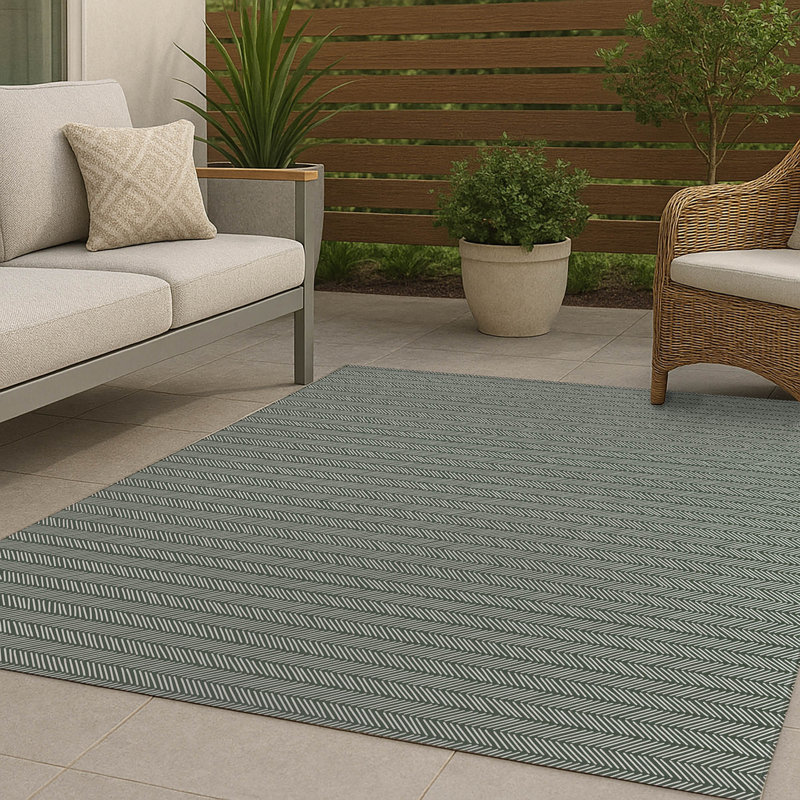 Tapis d'extérieur à chevrons antidérapant à rayures, Rectangulaire 3 pi x 5 pi