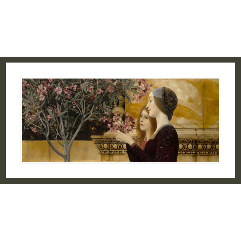 «Two Girls with Oleander» par Gustav Klimt, impression giclée encadrée, H 21,94 po x l 41,5 po