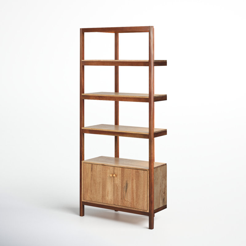 Reza Solid Wood Bookcase, Smoked Honey