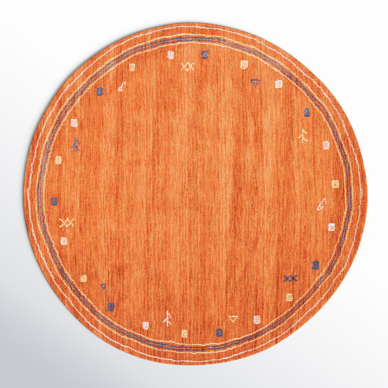 Tapis rouille en laine Danette, Rond 10 pi