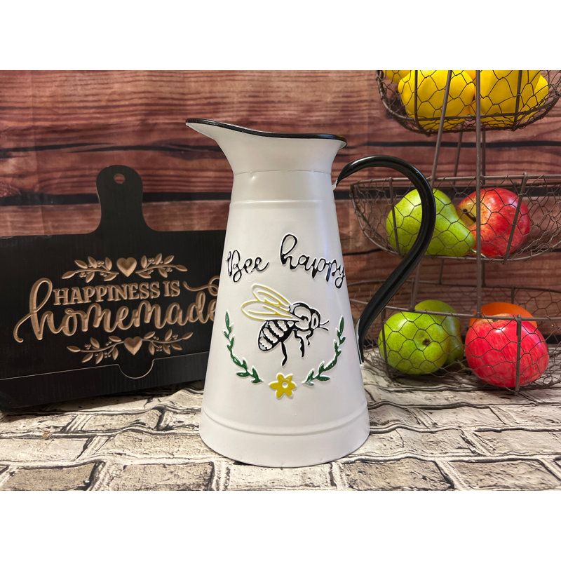 Bee Happy Enamel Pitcher