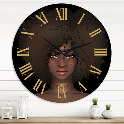 Portrait d'une femme afro-américaine III - Horloge murale moderne