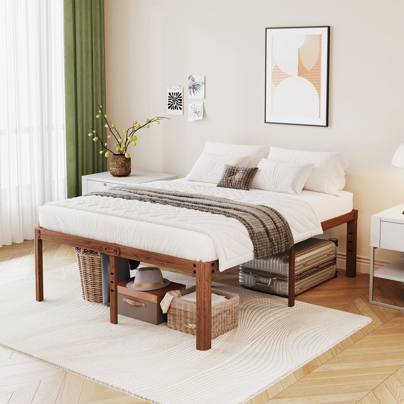 Hather Heavy Duty 18'' Metal Platform Bed, Slots for Headboard Attachment, Noise Free, Queen