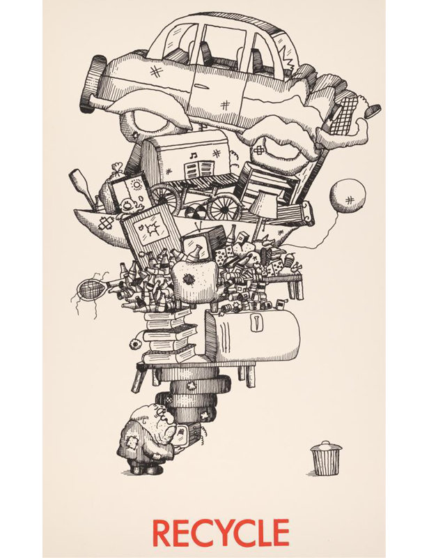 «Recycle» par MuseumPrints - Art mural sur toile tendue avec châssis, H 18 po x l 14 po