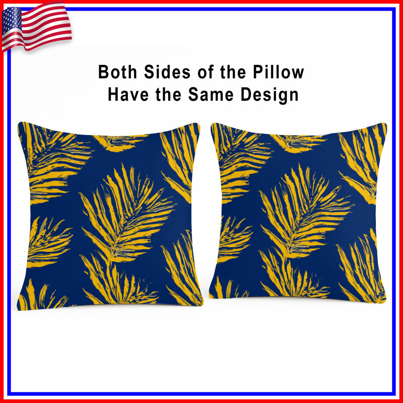Coussins décoratifs feuilles de palmier jaune, 16 x 16 inches