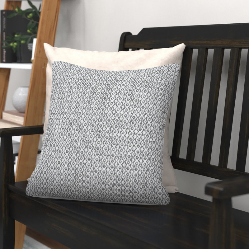 Coussin en coton, Gris, Polyester / Bourre en polyester