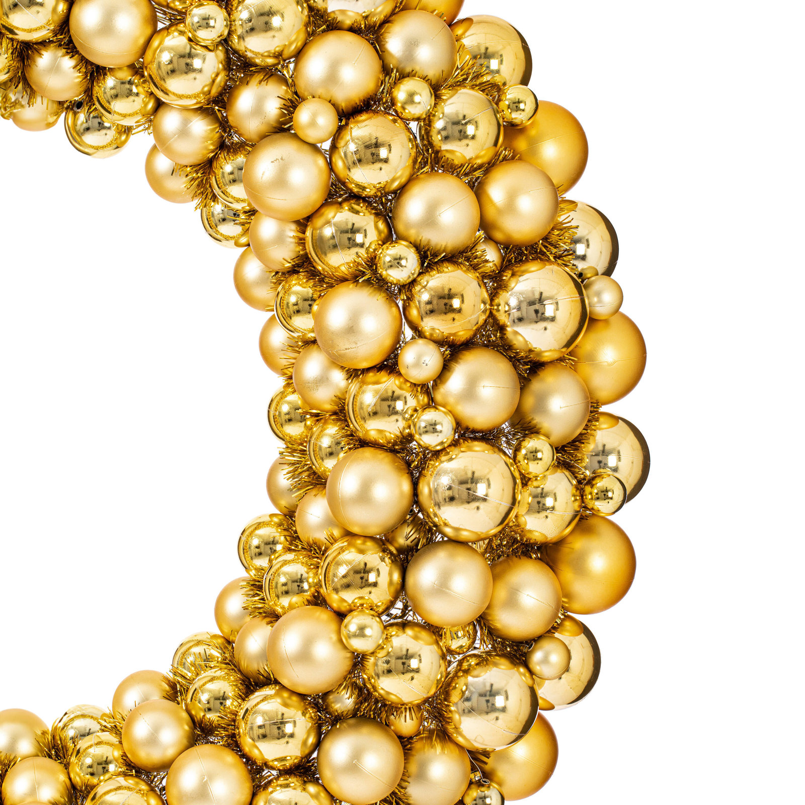 Ball Wreath, Gold, 24" W x 24" H x 3" D