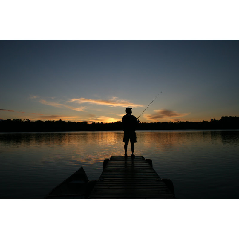 Silhouette d'un homme pêchant par Imaginegolf, H 20 po x l 30 po
