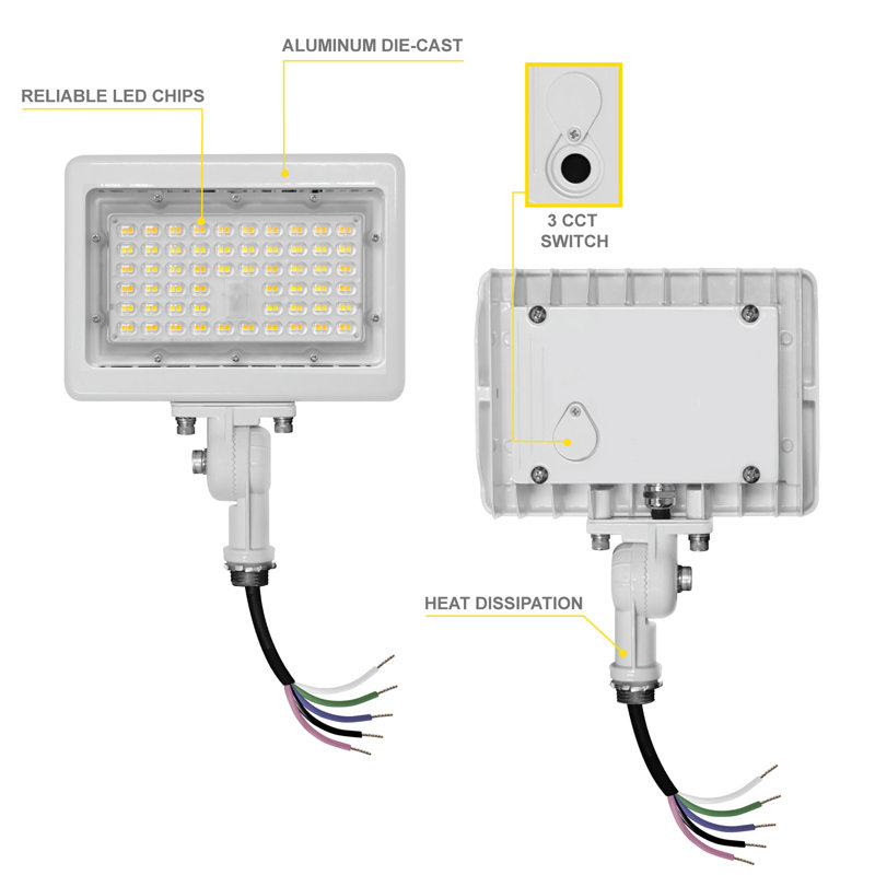 White 50W LED Outdoor Flood Light with Adjustable Mount