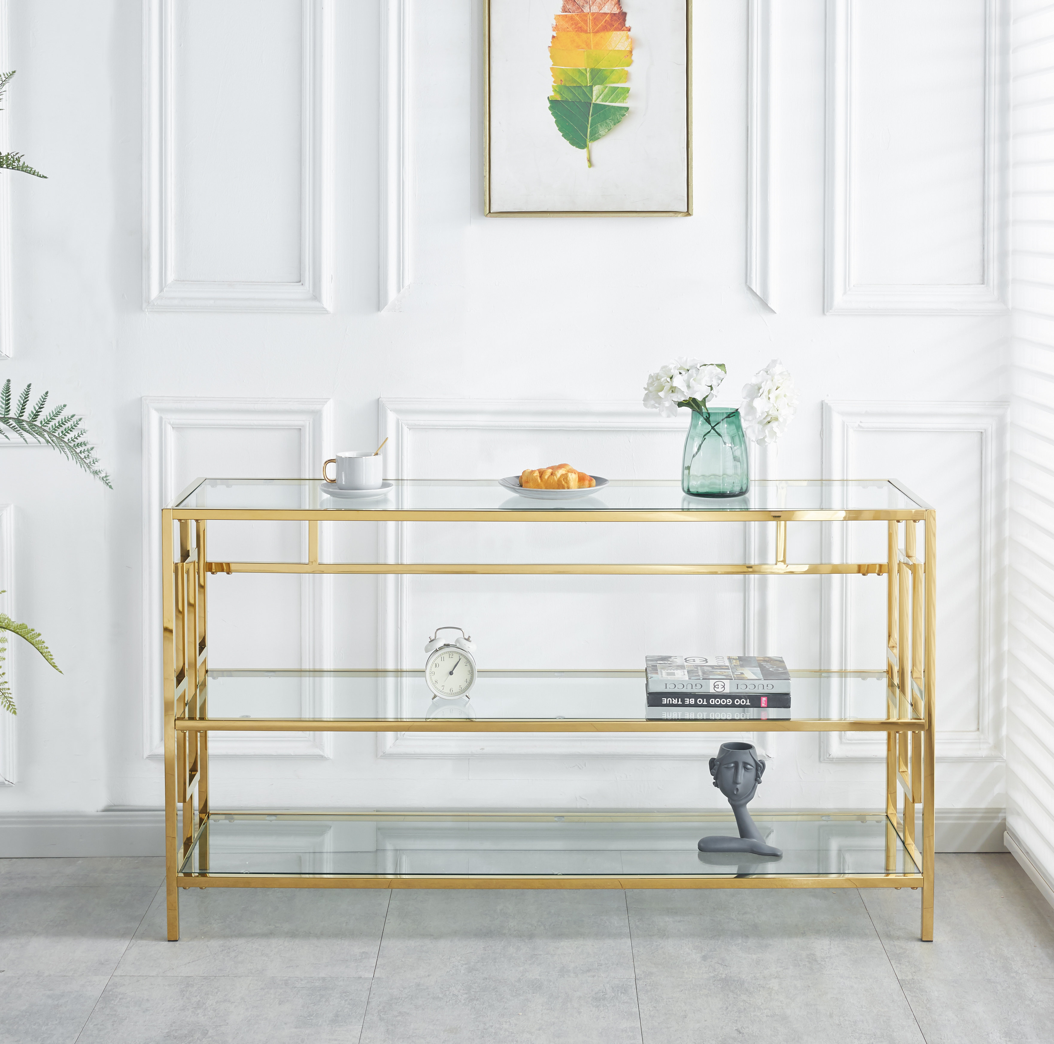 Everly Quinn Labastide 47.2'' Glass Top Console Table | Wayfair