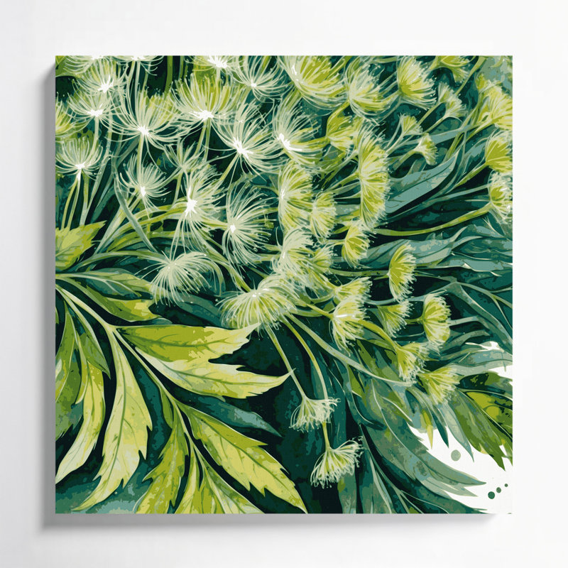 Légumes, pissenlits, verts, art mural sur toile, H 12 po x l 12 po