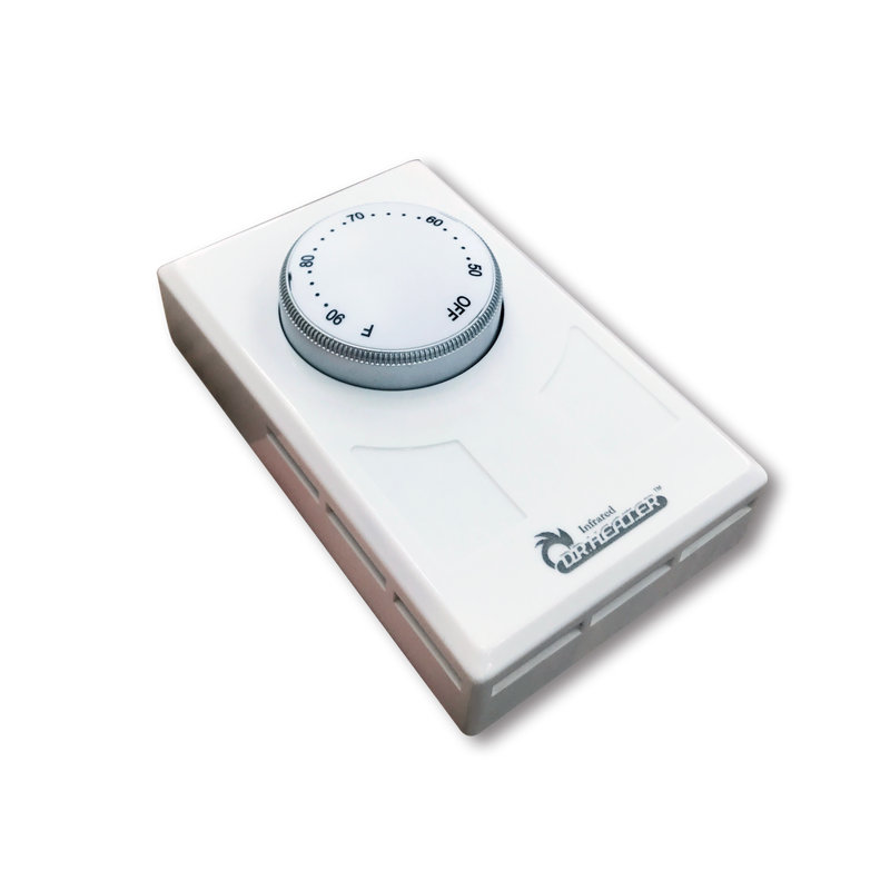 DR. Thermostat mural 4 fils à un ou deux pôles 120-277 V 3360-7756W, INFRARED HEATER DR-001, blanc