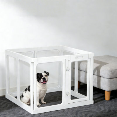 Clear Acrylic Pet Playpen - Indoor Sturdy Animal Gate for Puppies, Small Dogs, Rabbits & Mini Pigs