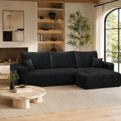 Canapé modulaire 107 po Corduroy avec méridienne orientée vers la droite