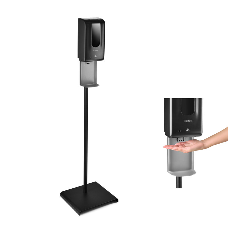 Distributeur automatique de désinfectant pour les mains avec support et ramasse-gouttes Luxton, Noir