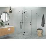 Halo 53 in. x 36 in. x 78 in. 90-degree Fully Frameless Glass Hinged Shower Enclosure