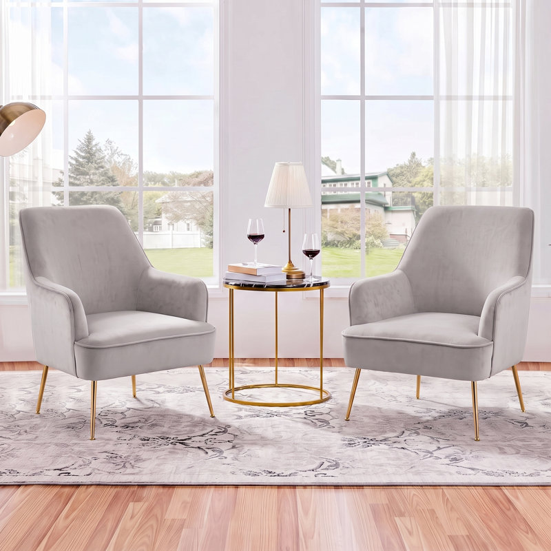 Fauteuil d'appoint en velours de style moderne, Gris