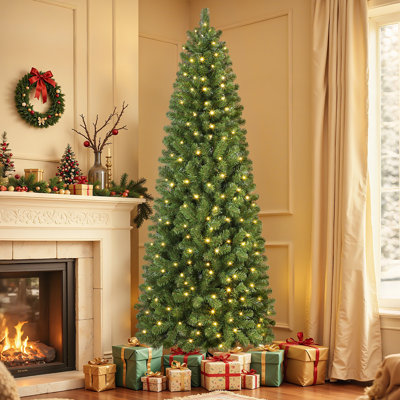 Lighted Artificial  Slim Pencil Christmas Tree