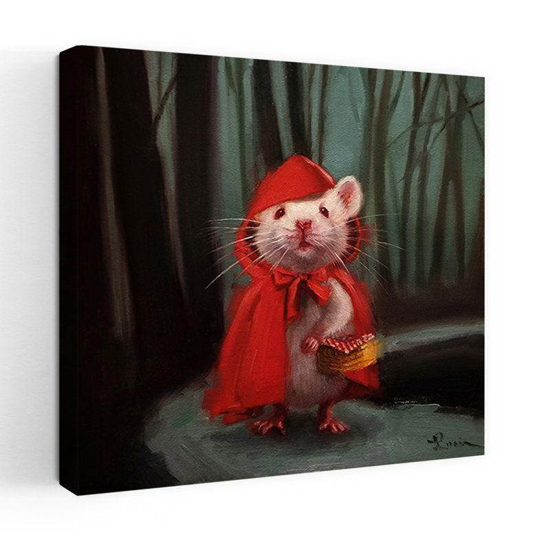 Petit art urbain contemporain rouge, H 18 po x l 18 po