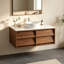 Meuble-lavabo moderne flottant 36 po avec lavabo simple 36 po, armoires en bois brun à 4 tiroirs, blanc