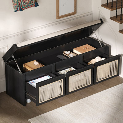 Banc de rangement rétro avec coussin capitonné