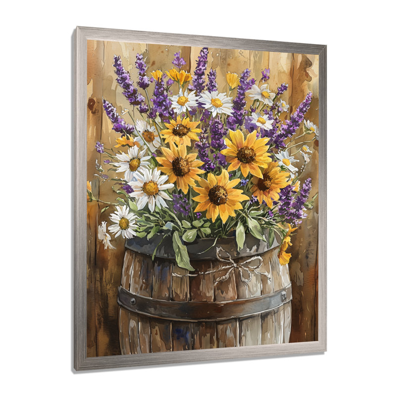 Dorrine - impressions sur toile florales, H 32 po x l 24 po, Reproduction encadrée d'une seule photo, Argent argent