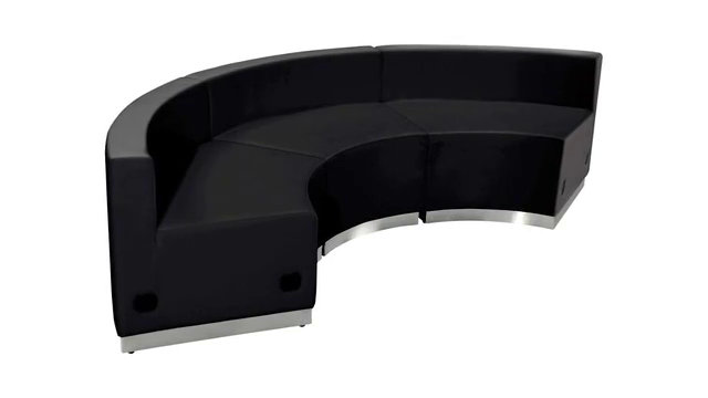 Elegant Black Faux Leather 3-Piece Reception Set with Metal Base