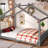 Full House Floor Bed With Support Slats, Solid Wood House Bed Frame For Kids, No Box Spring Needed And Opening Constructure, Gray-947451813-947451818