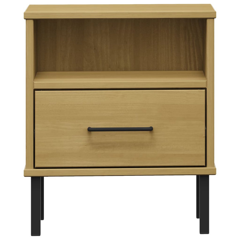 Nightstand Bedside Table with Drawer Bed Table Solid Pine Wood OSLO, Brown