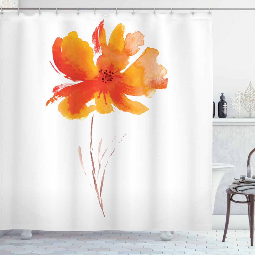 Watercolor Flower Shower Curtain Set + Hooks Ambesonne