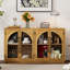 Buffet 4 portes avec rangement et portes vitrées, armoire arquée avec tablettes réglables pour la cuisine, la salle à manger et le salon-2067857595