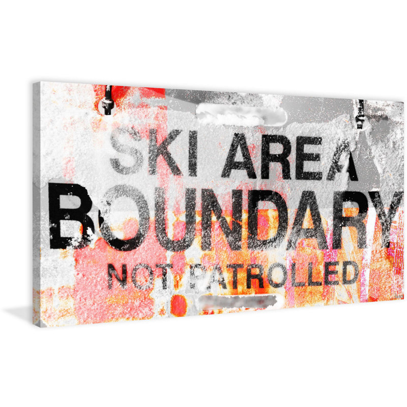 «Ski Area Boundary» par Parvez Taj, art textuel sur toile tendue, H 12 po x l 24 po x P 1,5 po
