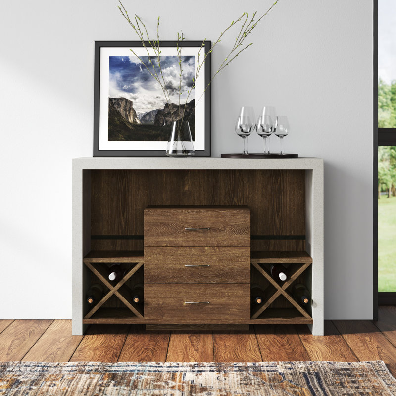 Evans 120 Cm Wide 3 Drawer Buffet Table, Distressed Walnut