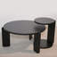 Ensemble de 2 tables basses gigognes rondes en bois de 32,68 pouces et 83 cm de diamètre avec 2 tables de bout, plateau en placage de chêne noir résistant à l'eau et ensemble de tables d'appoint en polyuréthane résistant à l'usure pour le salon, la salle d'étude