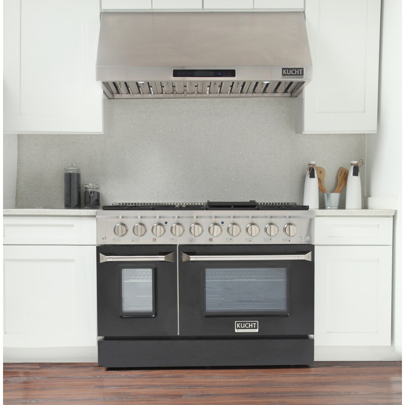 Kucht 48'' W Dual Fuel Range, Black, Liquid Propane