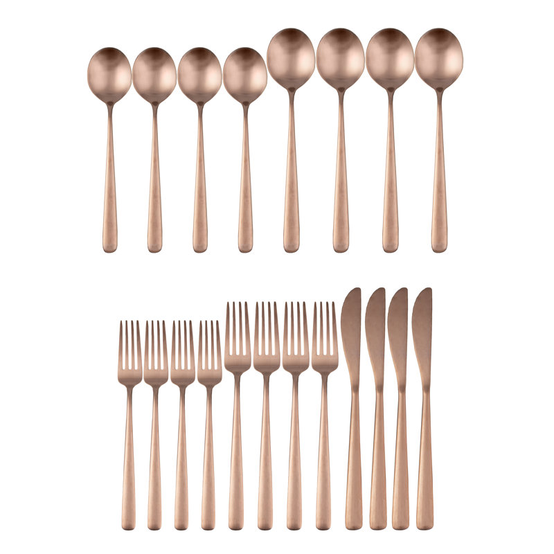 AllModern Terri Stainless Steel Flatware Set - Service for 4, Copper Satin