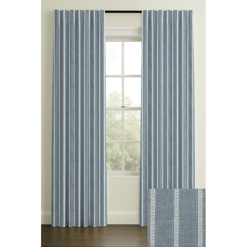 Rod Pocket/Back Tab Blackout Lining Modern Jacquard, Chambray, 50" W x 132" L
