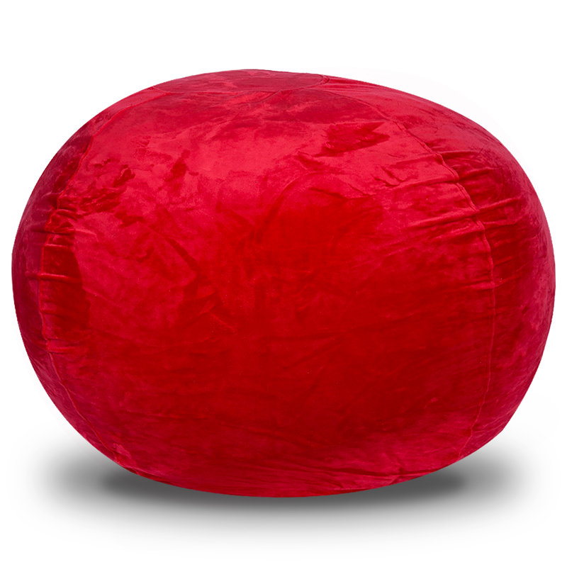 Velvet Bean Bag Chair, Red-3Ft Plush Floor Chair For Kids And Adults W/ Washable Cover, Lounge Chair With Stretchable Fabric, Comfy Bedroom Chair, Filled With Shredded And Memory Foam.